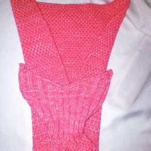 Pink knit mermaid tail blanket